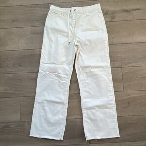 Sincerely Jules Pants Ivory Cream Wide Leg Drawstring Pull-on Womens Size Large